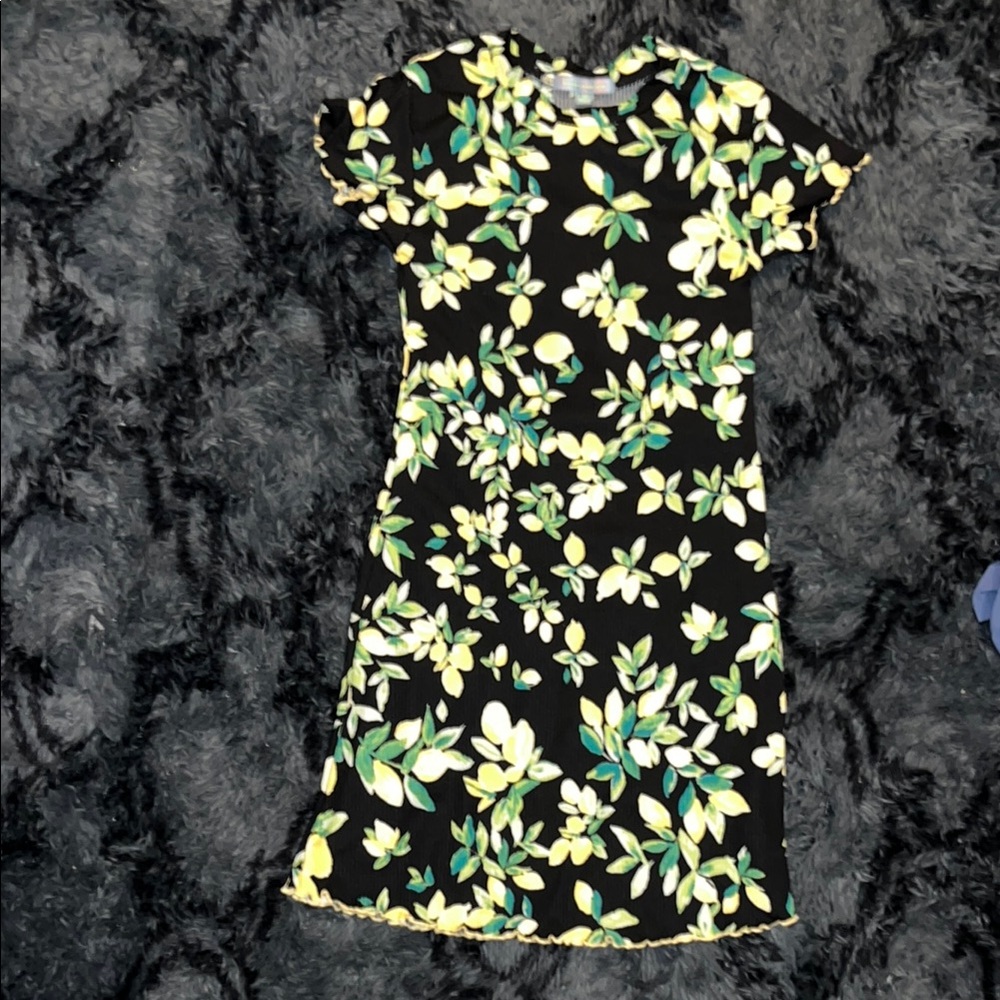 Good Luck Gem Green and Yellow Puff Sleeve Sheath Dress
